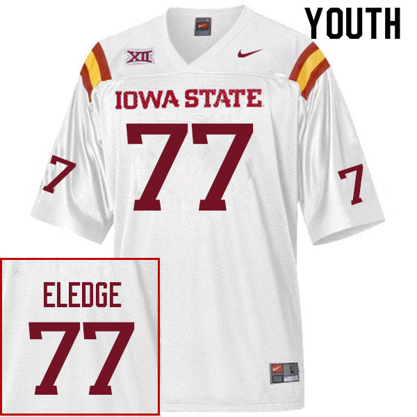 Youth #77 Easton Eledge Iowa State Cyclones College Football Jerseys Sale-White - Click Image to Close